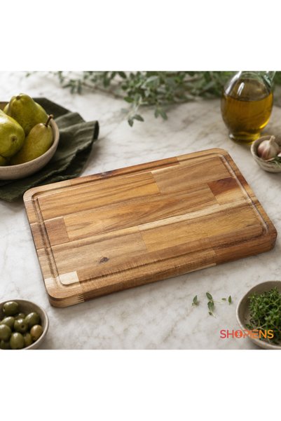 SHOPIENS Tocator Mare Din Lemn De Salcam Cu Sant 45 x 30 cm Shopiens®