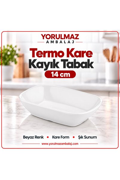 yorulmaz ambalaj 14 Cm Termo Kare Kayık Tabak | Kırılmaz Ve Şık Meze Sunum Tabağı