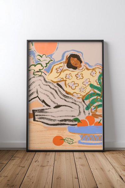 KEYFHOME Lazydays Μαύρο Πλαίσιο MDF Πίνακας Αφίσα Σαλόνι Διακόσμηση Τοίχου Δώρο