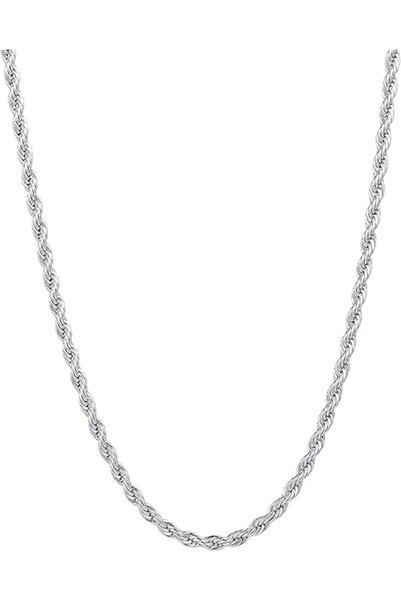GENERAL Viosim Mens Curb Chain Necklace Silver Color Chain 3mm Width Stainles...