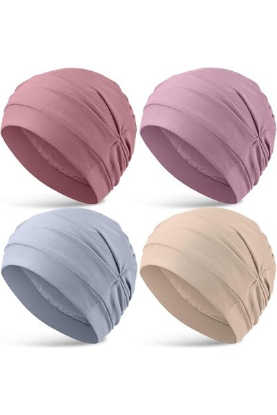 JenPen 4 Pcs Silk Satin Sleeping Bonnet Caps Women, Chemo Satin Lined Bonnet ...