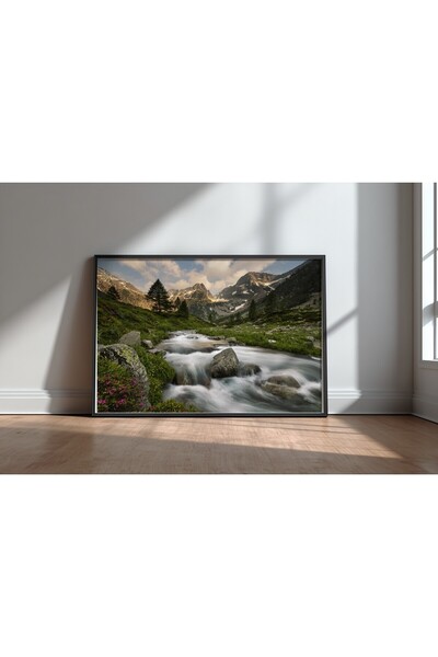 KEYFHOME Maritime Alps Park Black Framed Mdf Table Poster Living Room Wall De...