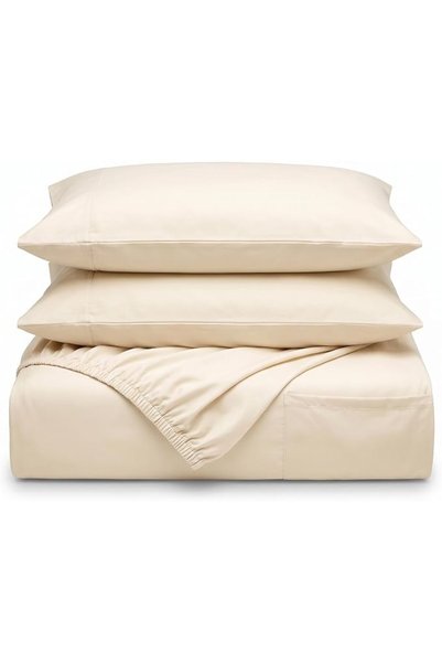EBREEZZ طقم ملاءات سرير كينج مقاس 200×203×30 سم مع غطاءين للوسائد (أبيض)