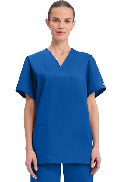 Cherokee Women and Men V-Neck Scrub Top with 3 Pockets 4876