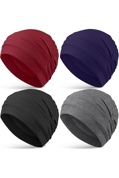 JenPen 4 Pcs Silk Satin Sleeping Bonnet Caps Women, Chemo Satin Lined Bonnet ...