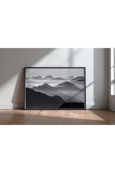KEYFHOME Mountain layers Design 2 Αφίσα ζωγραφικής σε MDF με μαύρο πλαίσιο Δώ...