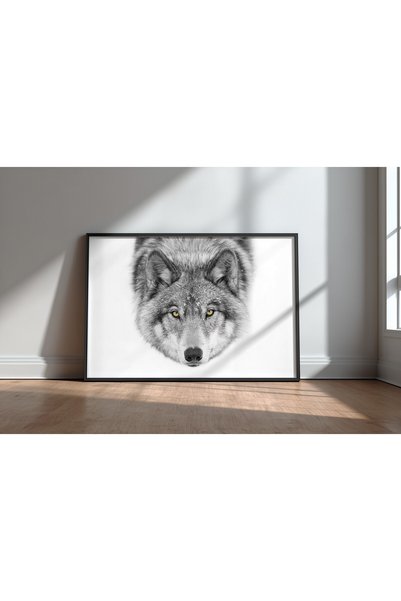 KEYFHOME Αφίσα ζωγραφικής σε μαύρο πλαίσιο Timber Wolf από MDF, Δώρο διακόσμη...