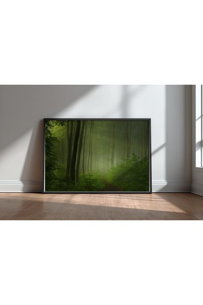 KEYFHOME Forest Morning Μαύρο Πλαίσιο MDF Πίνακας Αφίσα Σαλόνι Διακόσμηση Τοί...