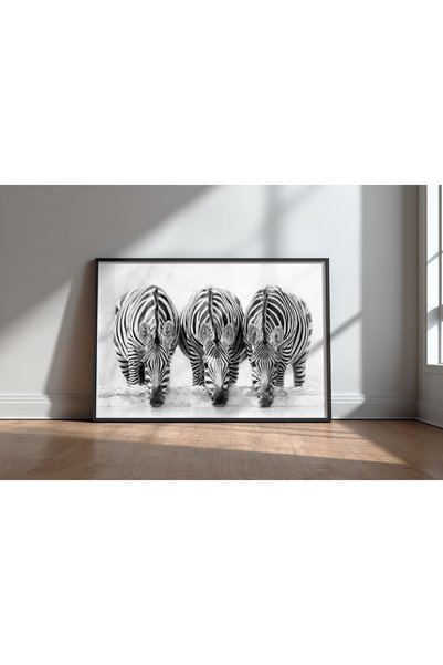 KEYFHOME Zebras Cadru negru MDF Tablou Poster Living Decor de perete Cadou