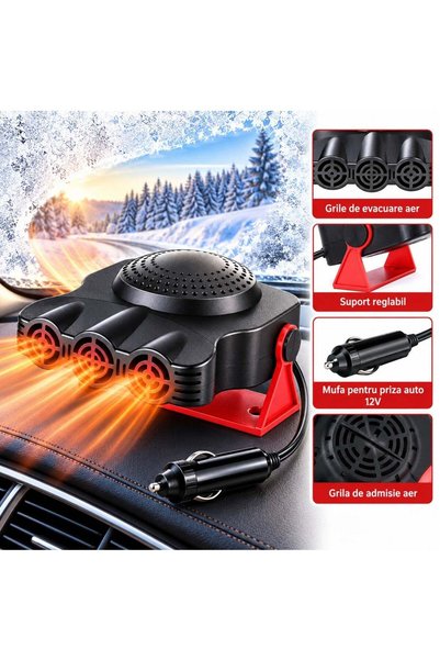 More Încălzitor auto 12V 200W, cu aer cald și ventilație, dezaburire și dezgh...