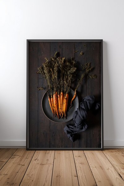KEYFHOME Morcovi prăjiți Siyah Çerçeveli MDF Tablo Poster Salon Decor de pere...