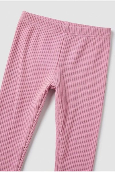 Magu Kız Çocuk Pamuklu Çilek Nakışlı Pembe Çizgili Sweatshirt ve Tayt Takımı