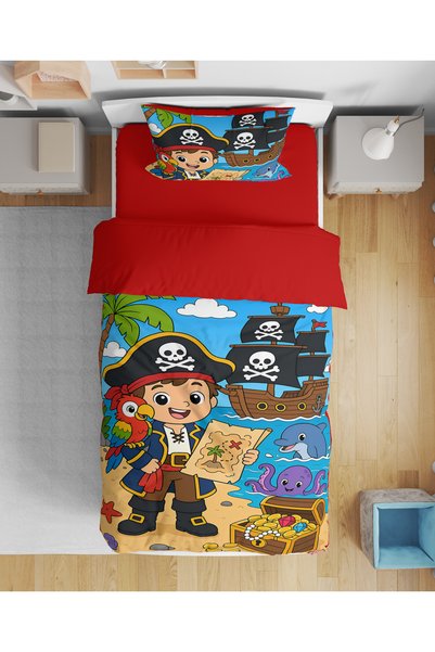 Erays Home Pirate Child Patterned Colorful 3D Digital Printed Single Boy Duve...