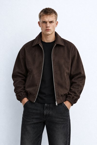 Sobce Erkek Oversize Süet Premium Fermuarlı Ceket