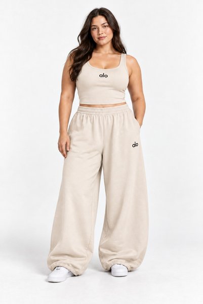 HAI COLLECTİON Beige Unisex Oversize Top and Bottom Set 100% Cotton Tracksuit...