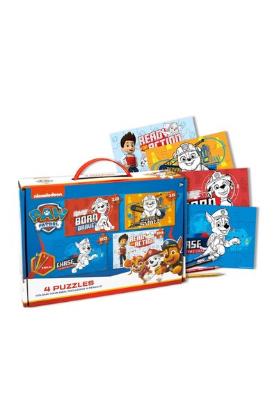 Toi-Toys Puzzle 4 in 1 de colorat + 4 creioane, Paw Patrol -