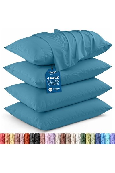 Utopia Bedding أغطية وسائد كوين - 4 قطع - إغلاق بتصميم ظرف - قماش مايكروفايبر...