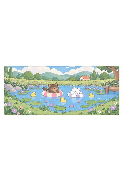PORGE Gaming Mouse Pad 70x30 cm Kedi Mouse Pad Xl Sevimli Kawai Mousepad Past...