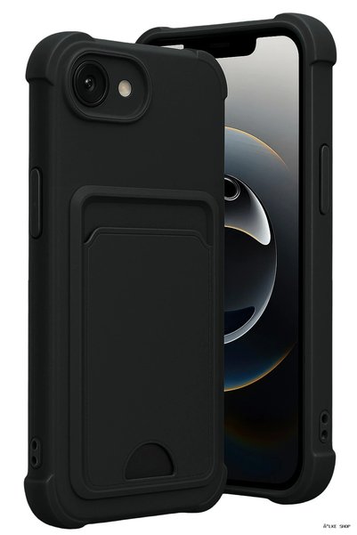 New Face ILKESTOR Newface iPhone 16E سيليكون مع حامل بطاقات كيلفن (15230) - أسود