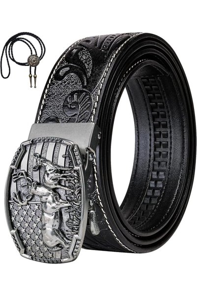 Dubulle Designer Ratchet Belt for Men Leather Fashion Adjustable Automatic Bu...