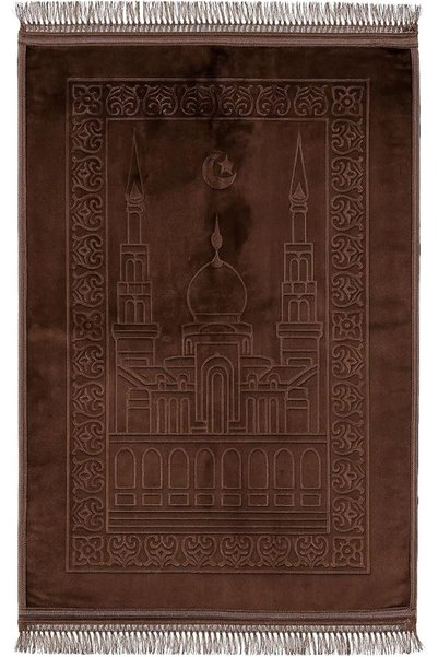 Fabienne سجادة صلاة مانعة للانزلاق بتصميم منقوش، سجادة صلاة مخملية مضادة للان...