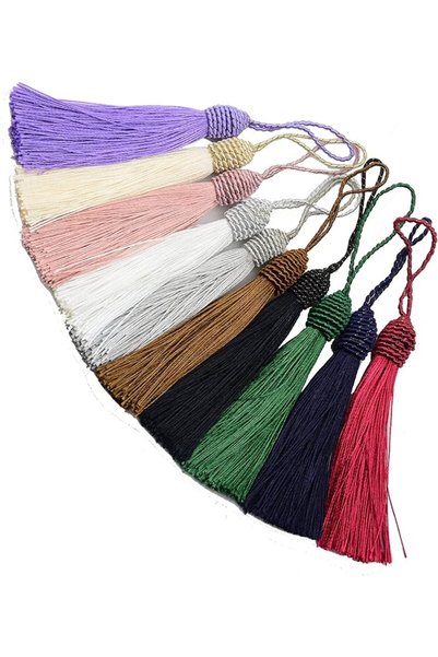 Aokbean 20 Pieces 15.5cm/6" Silk Book Tassels with 2" Rope Loop and Small Chi...