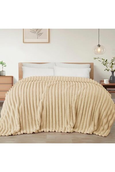 Exclusivo Mezcla Striped King Size Fleece Blanket for Bed, 264x228 CM