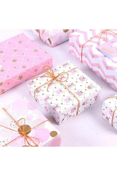 Arabest ورق تغليف هدايا وردي فاخر، 4 لفات صغيرة مقاس 17 × 120 بوصة، ورق تغليف...