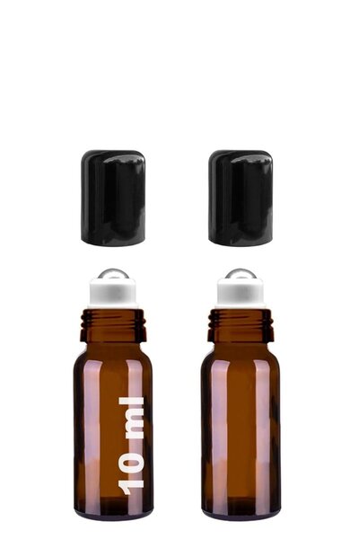 Afracam 10 ml Steel Roll on Bottle 10 Cc Leak Proof Black Cap Glass Bottle 2 ...