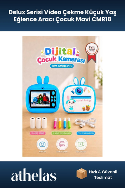 Athelas Delux Serisi Video Çekme Küçük Yaş Eğlence Aracı Çocuk Mavi CMR18