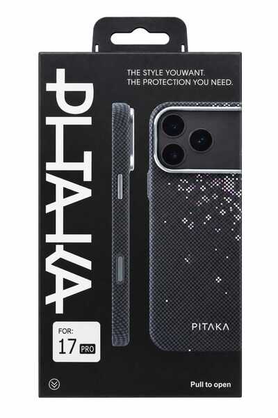 PITAKA For iPhone 17 Pro Slim Lightweight Aramid Fiber Case Black Silver Purple Glitter Pattern Daily Anti-Scratch Bumper Camera Protection