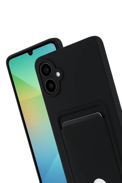 Bezos Samsung Galaxy A07 4g Compatible Kelvin Silicone with Business Card Holder - Black