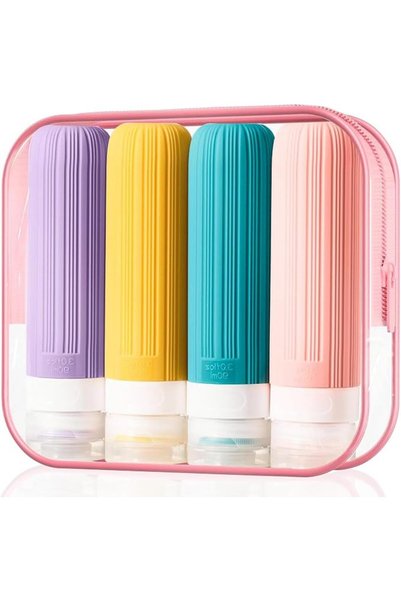 HOOKOR Travel Bottles for Toiletries, 12oz Leak Proof Silicone Travel Contain...