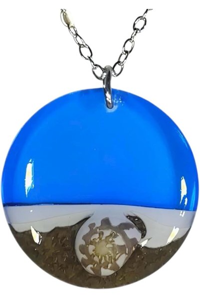 Generic Beach Necklace Handmade High Quality Sea Blue with Natural Sand and S...