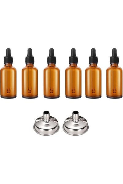 KOWVOWZ 6Pack Amber Dropper Bottle, 30ml Boston Round Amber Glass Bottles wit...