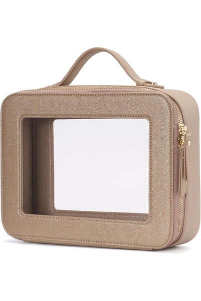 Popvibe Clear Makeup Bag Travel Cosmetic Case Transparent Toiletry Bag with Z...