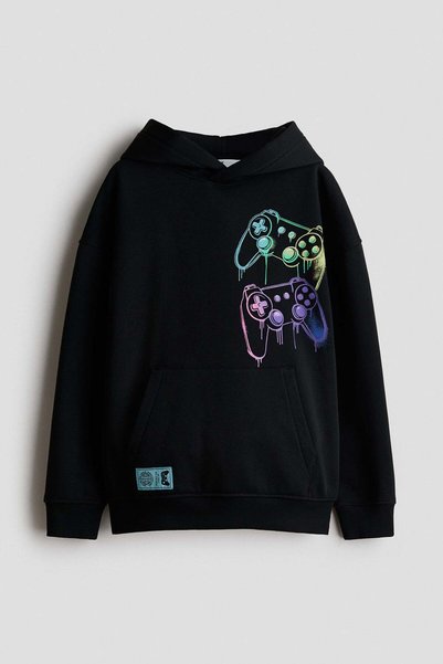 H&M Printed brushed-inside hoodie