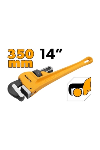 TOLSEN 14 Inch 350mm Heavy Duty Pipe Wrench, Carbon Steel Adjustable Jaw Plumbing Wrench with Serrated Teeth for Main Water Pipe Heating Pipe Residential Light Commercial Repair