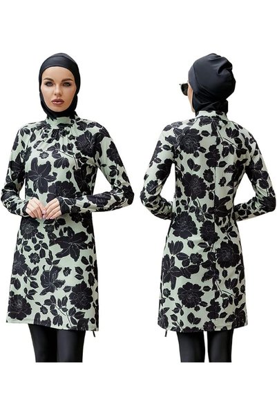 IDOPIP ملابس سباحة بوركيني للنساء، بدلة سباحة إسلامية محتشمة بأكمام طويلة، حج...