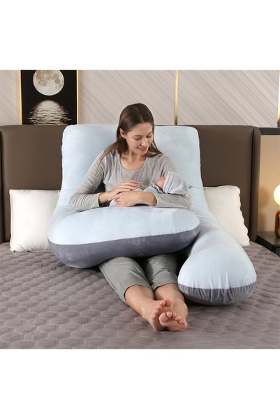 Choice وسادة حمل PANGDUBE رمادية زرقاء بوزن 1.3 كجم، مقاس 115*55 سم، وسادة نو...