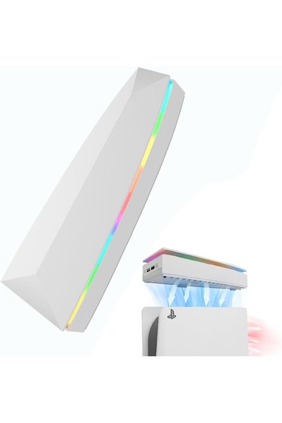 Generic مروحة تبريد PS5 مقاومة للغبار، مع 7 أوضاع إضاءة RGB، مبرد منخفض الضوض...