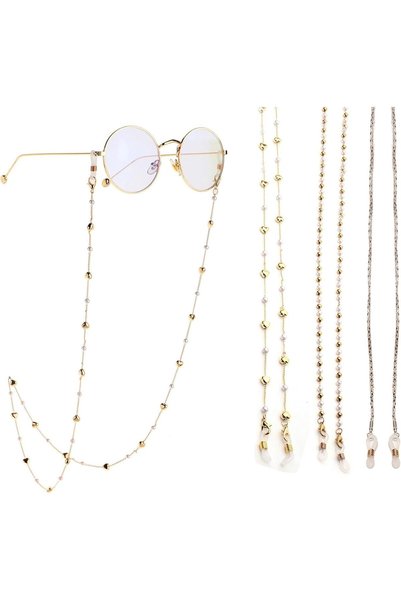 GENERAL 3 Pcs Beaded Eyeglass Chains, Pearl Glasses Long Strap Lanyard Around...