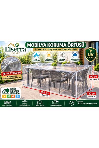 Genel Markalar ELserra HOME 200x80 cm Şeffaf İç Mekân Dış Mekân Masa Koruma Ö...