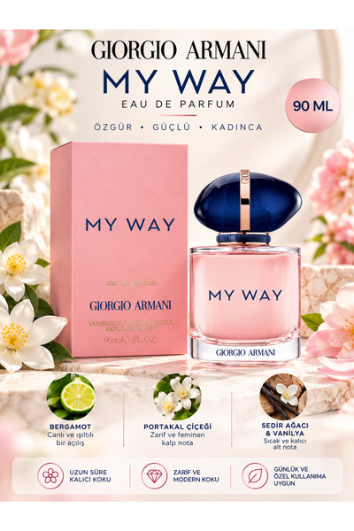Giorgio Armani My Way EDP Bergamot, Yasemin ve Vanilya Notalı Çiçeksi Kadın P...