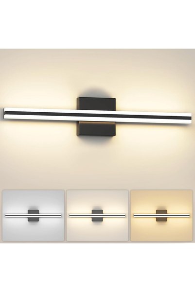 Generic إضاءة LED للحمام، مصباح حائط أسود مقاوم للماء IP44، تركيبات إضاءة عصر...
