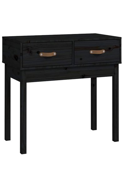 vidaxl Masă consolă, negru, 76,5x40x75 cm, lemn masiv de pin