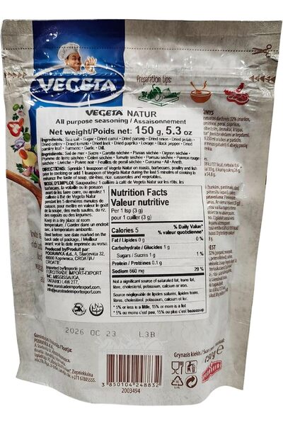 podravka Vegeta Natur All-Purpose Seasoning Bag 150 G