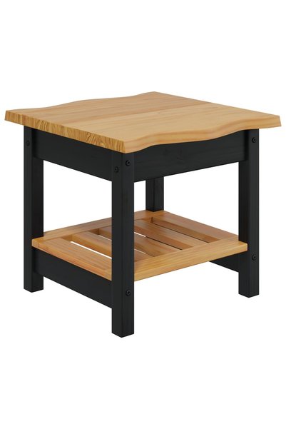 vidaxl Masă laterală EKAI Negru 50 x 50 x 45,5 cm Lemn masiv de pin