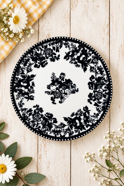 grandora Set of 6 Vintage British Style Floral Pattern Cake Plates 20 cm – Dessert, Breakfast, and Presentation Plate