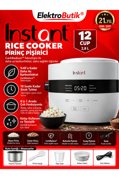 laptopfırsatı Instant Pot Pilav Pişirici Karbonhidrat Azaltıcı Akıllı Pirinç ...